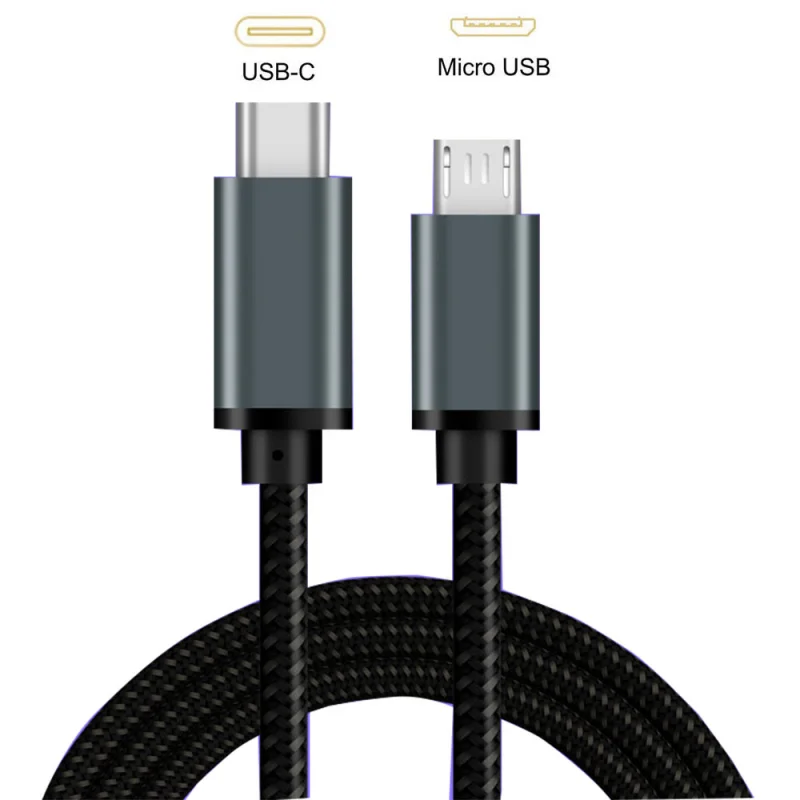 Type C To Micro USB Cable Braided Charger 2.4A Charging USB Cable For Samsung Xiaomi Huawei PC 480Mbps Data Transfer Wire Cord