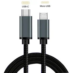 Type C To Micro USB Cable Braided Charger 2.4A Charging USB Cable For Samsung Xiaomi Huawei PC 480Mbps Data Transfer Wire Cord