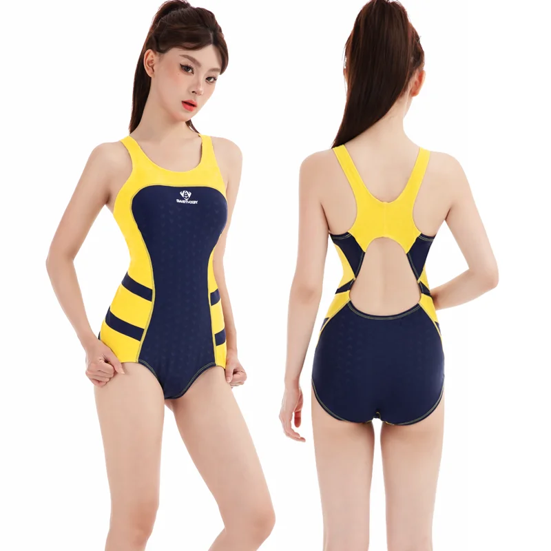 Women One Piece Sharkskin Fabric Professional WaterProof Surfing Paded SwimWear Female Quick-Dry Athletic Bathing SwimSuit