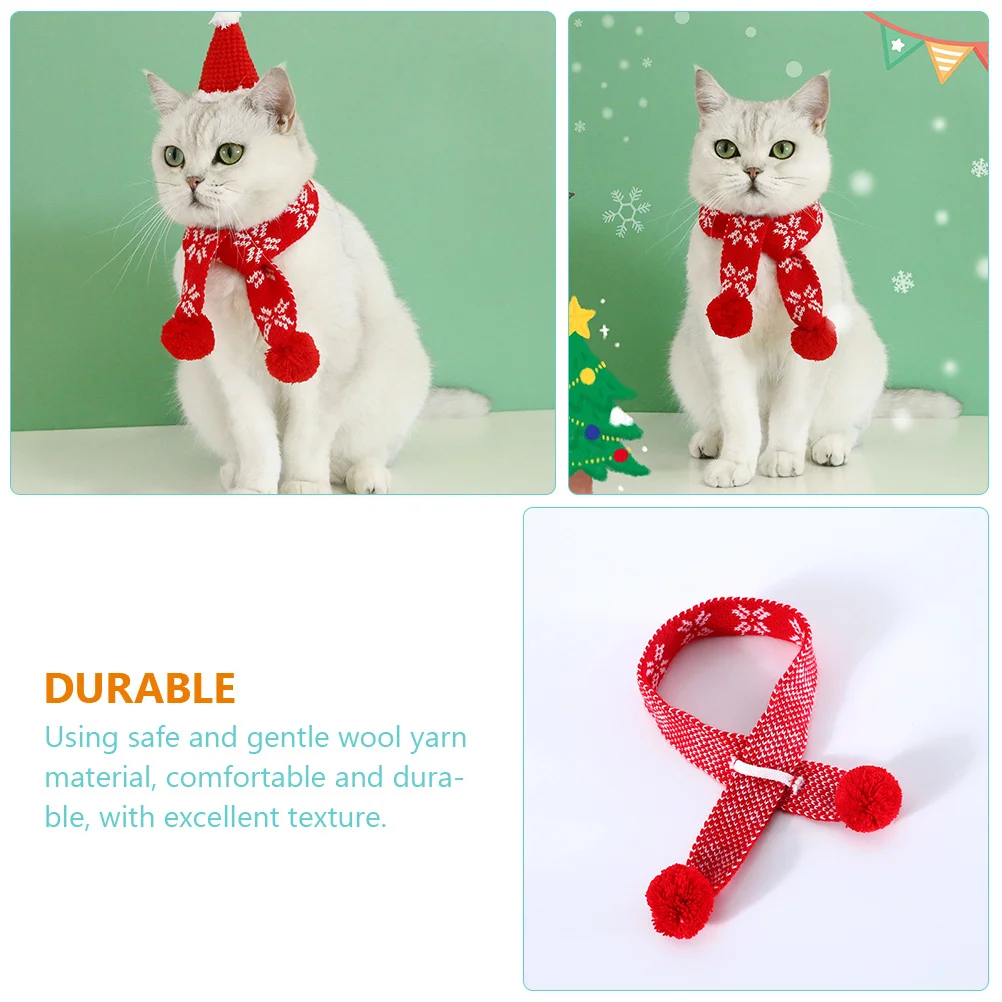 

Christmas Snowflake Scarf For Pets Knitted Woolen Yarn Warm Pet Scarf Dog Cat Holiday Gift Xmas Party Accessory