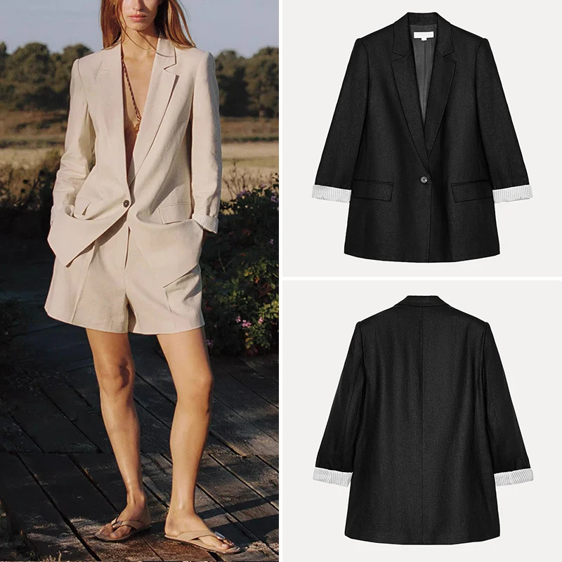 Casual linnen pak Jaet dames bedrukte manchet zomer nieuwe Sle Z 2025, normale lengte, faionable dagelijks gebruik