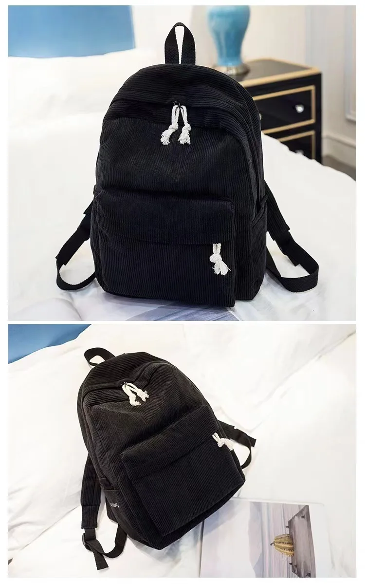 Cord-Rucksack, Academy Fashion Schultaschen für Mittelschule/Highschool und College, niedliche Quastendetail, vielseitige lässige Alltagstasche – Detail 26