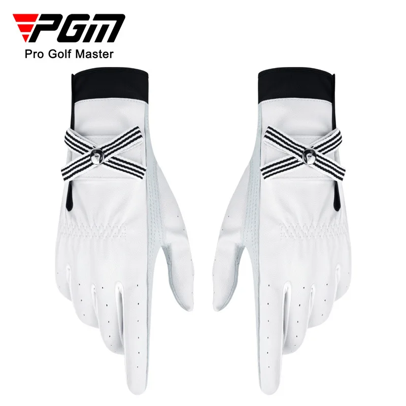 

PGM Golf Gloves, Women's Leather Gloves Lambskin Velcro Non-Slip Sports Gloves
