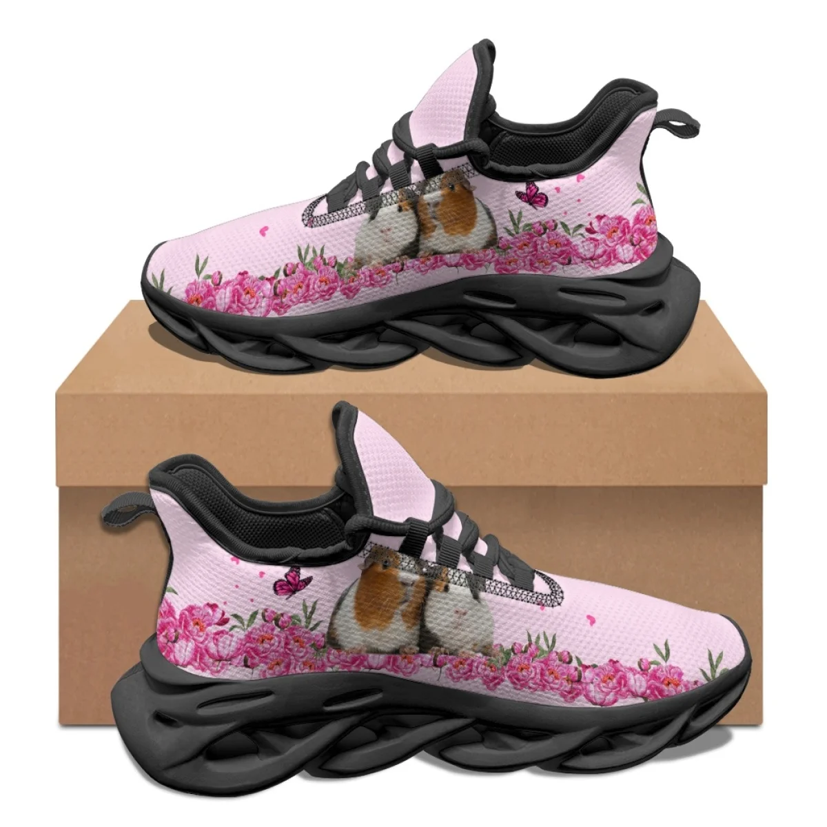 

Cute Cartoon Guinea Pig Print Casual Flat Shoes for Women Summer Autumn New Sneakers Classic Lace Up Outdoor Sports Running Shoe