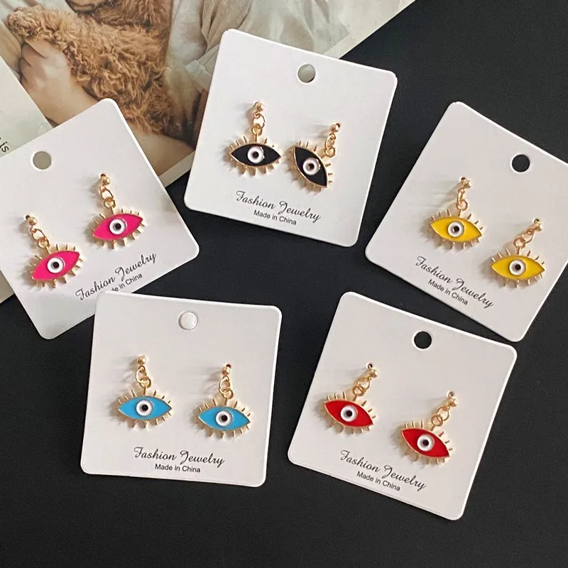 1 Pair Lucky Eye Stud Earrings for Women Girl Blue Black Red Color Turkey Eye Fashion Ear Jewelry Gift for Friend Wholesale