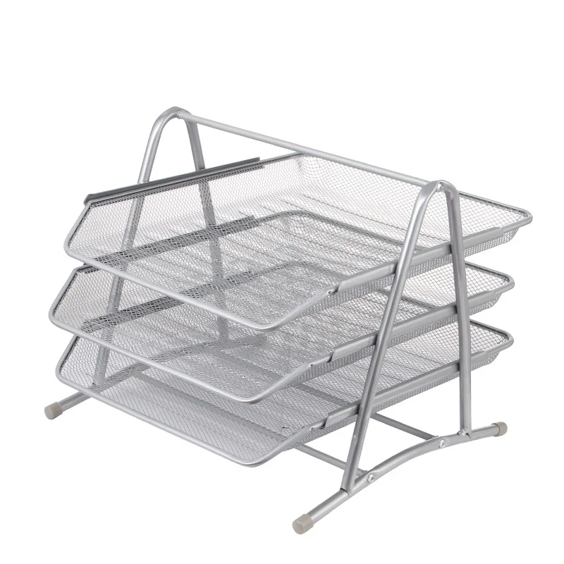 Mesh Organizador De Mesa De Escritório, Bandeja De Carta, Organizador De Papel De Documento, 3-Tier