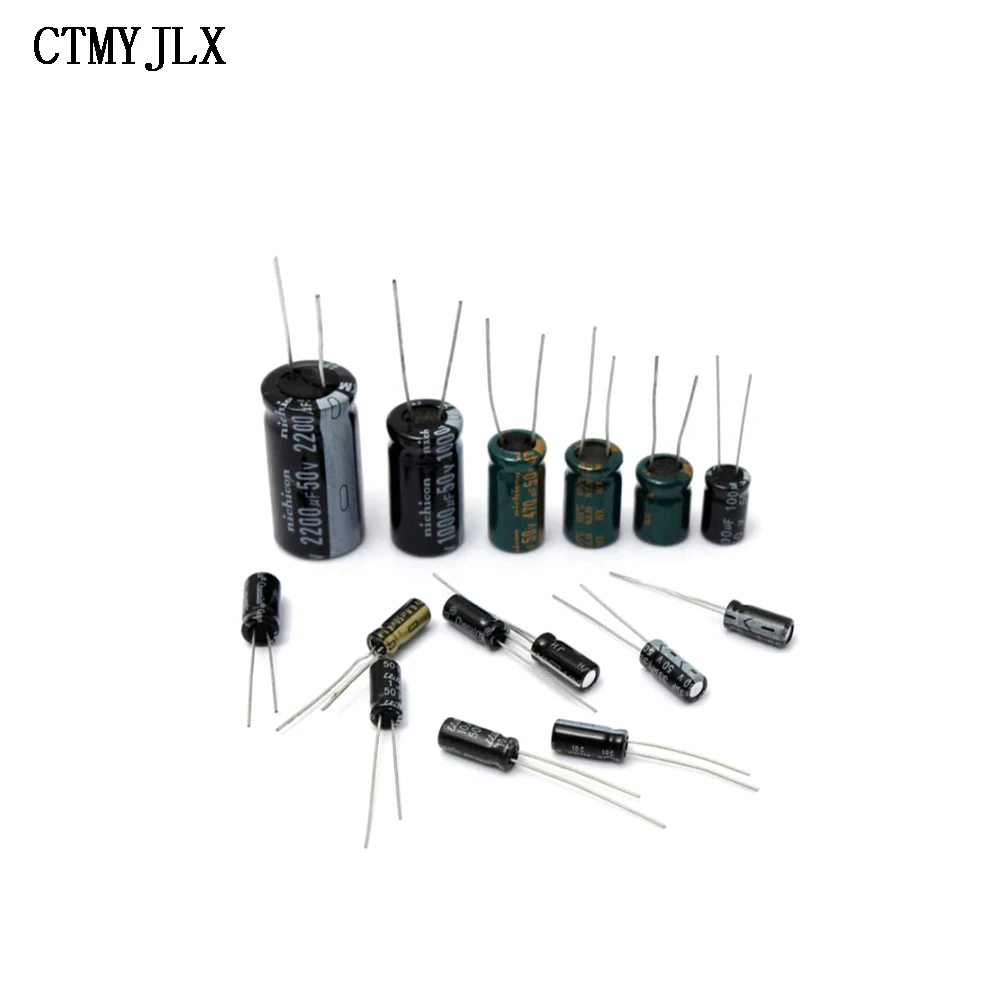 120Pcs 15Value 50V 1uF-2200uF Electrolytic Capacitor Kit 2.2UF  4.7UF 10UF 22UF 47UF 100UF 220UF 470UF 1000UF Capacitors