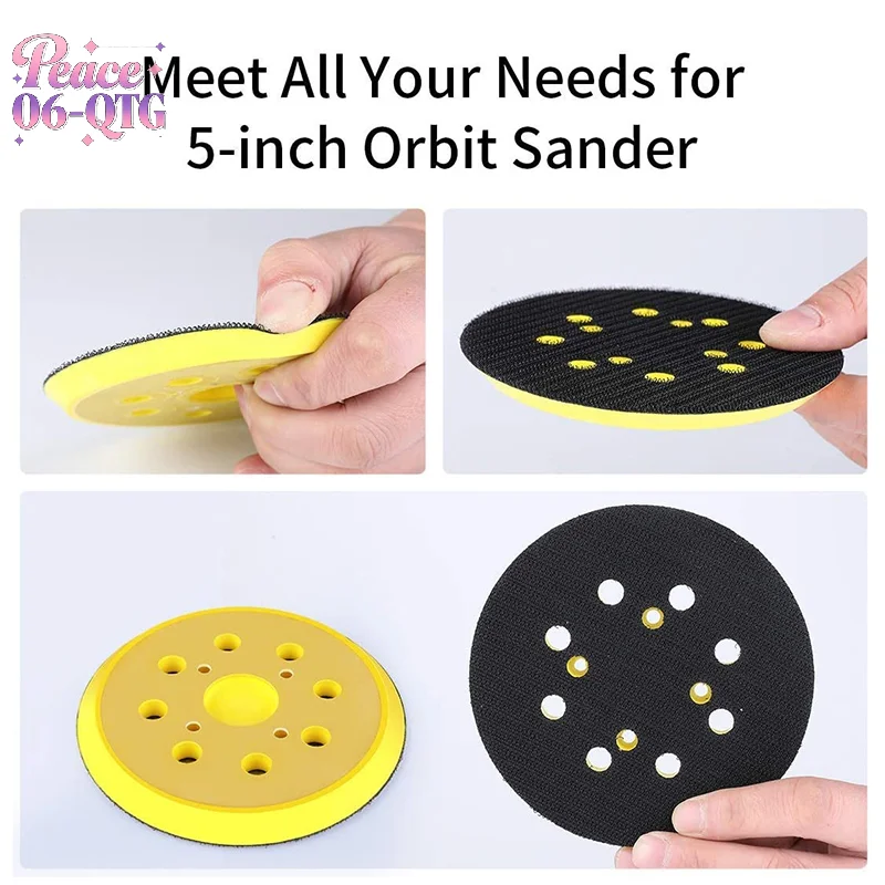 New 5 Inch 8 Holes Grinder Sandpaper Tray For Disc Grinder Backing Pad Hook And Loop 125mm Pneumatic Polishing Machine