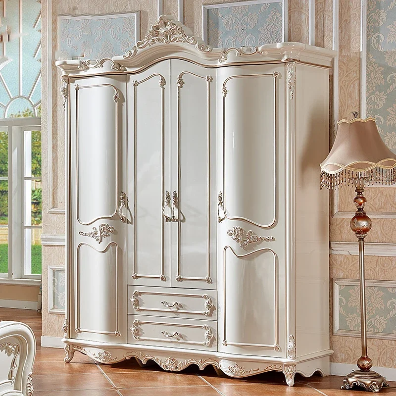 

European Doors Wardrobe Custom Gold Organizer Clothes Wardrobe Partition Luxury Vestidores De Armario Abiertos Ropero Furniture
