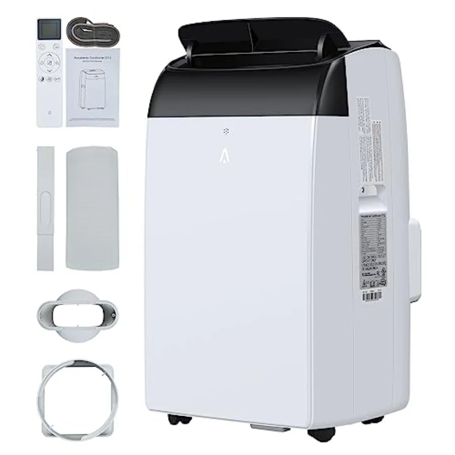 Portable air conditioner for home use, ABS plastic, white/black, 12000 BTU cooling capacity with 3-in-1 function cool/dehumidif