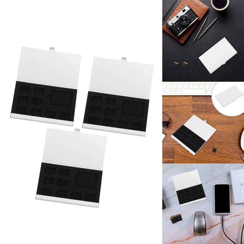 9-Slot Memory Card Storage Box Mini Memory Card Holder Case Aluminum Alloy Shell For 8 TF Cards And 1 SD Cards