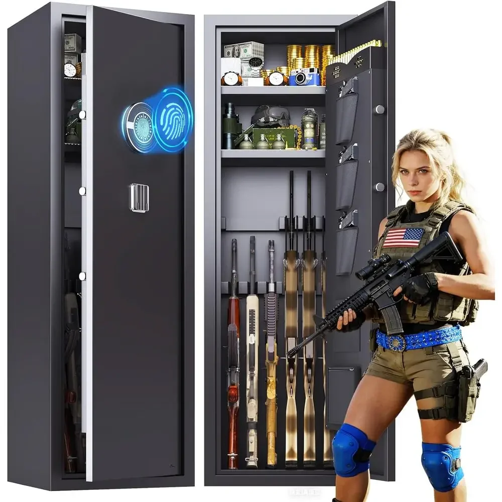 Biometric Safe for Firearms - 12-14 Wide, 57 Tall, Removable Shelf, Alarm System, No Assembly Needed