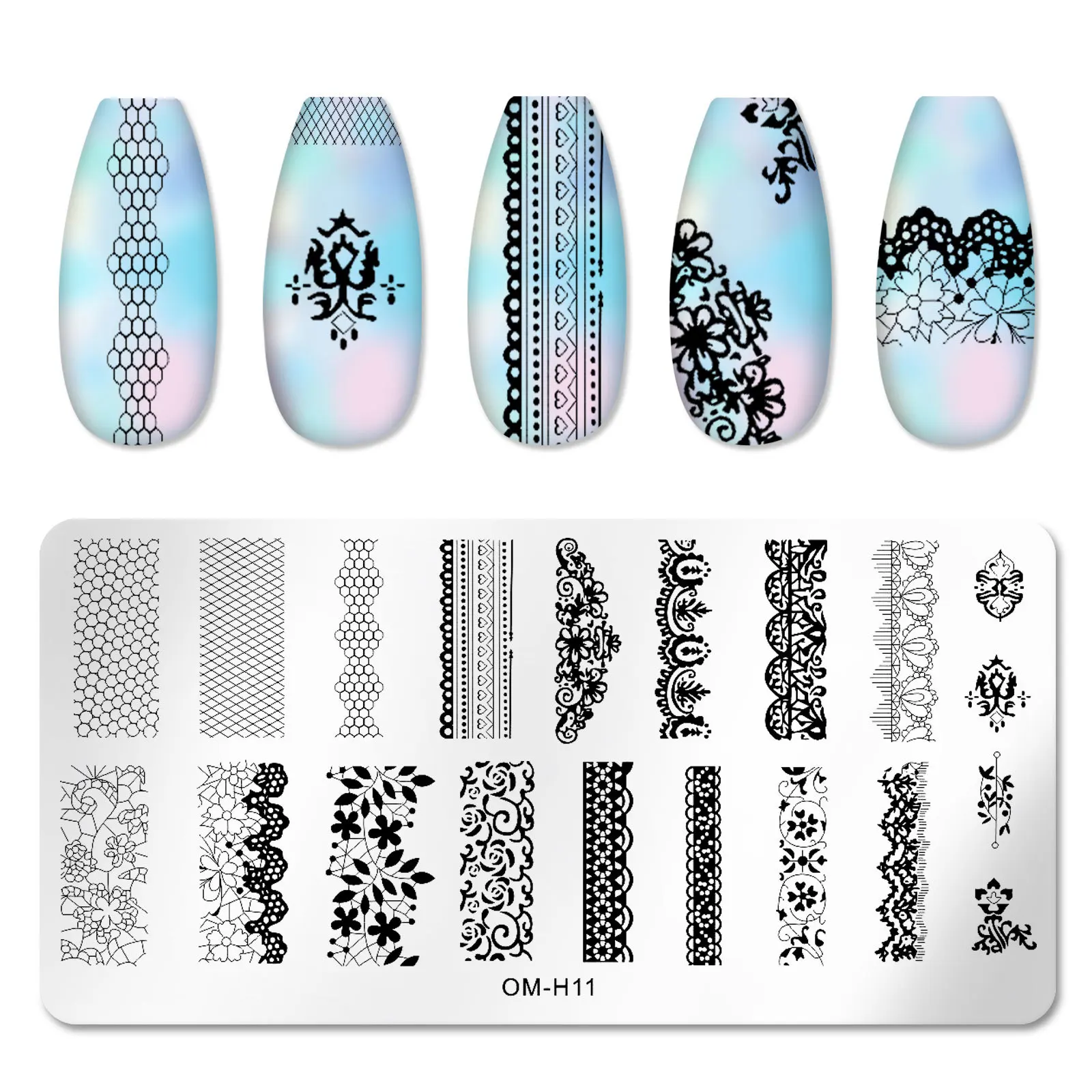 Nagelkunst-Schablonen, Stempelplatten-Design, Blumen-, Blätter-, Schmetterlings-, Weihnachts-, Spitzenstempel-Schablonen, Bilder, Maniküre-Zubehör – Detail 12