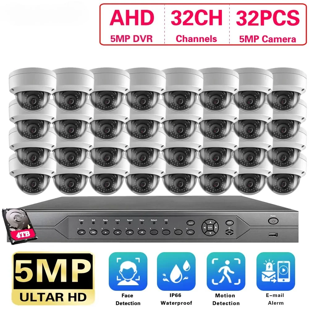 H.265 32CH AHD 5mp DVR Kit 32 channels DVR HD 5MP 1920P Outdoor Waterproof CCTV Security Camera System Video Surveillance Kit