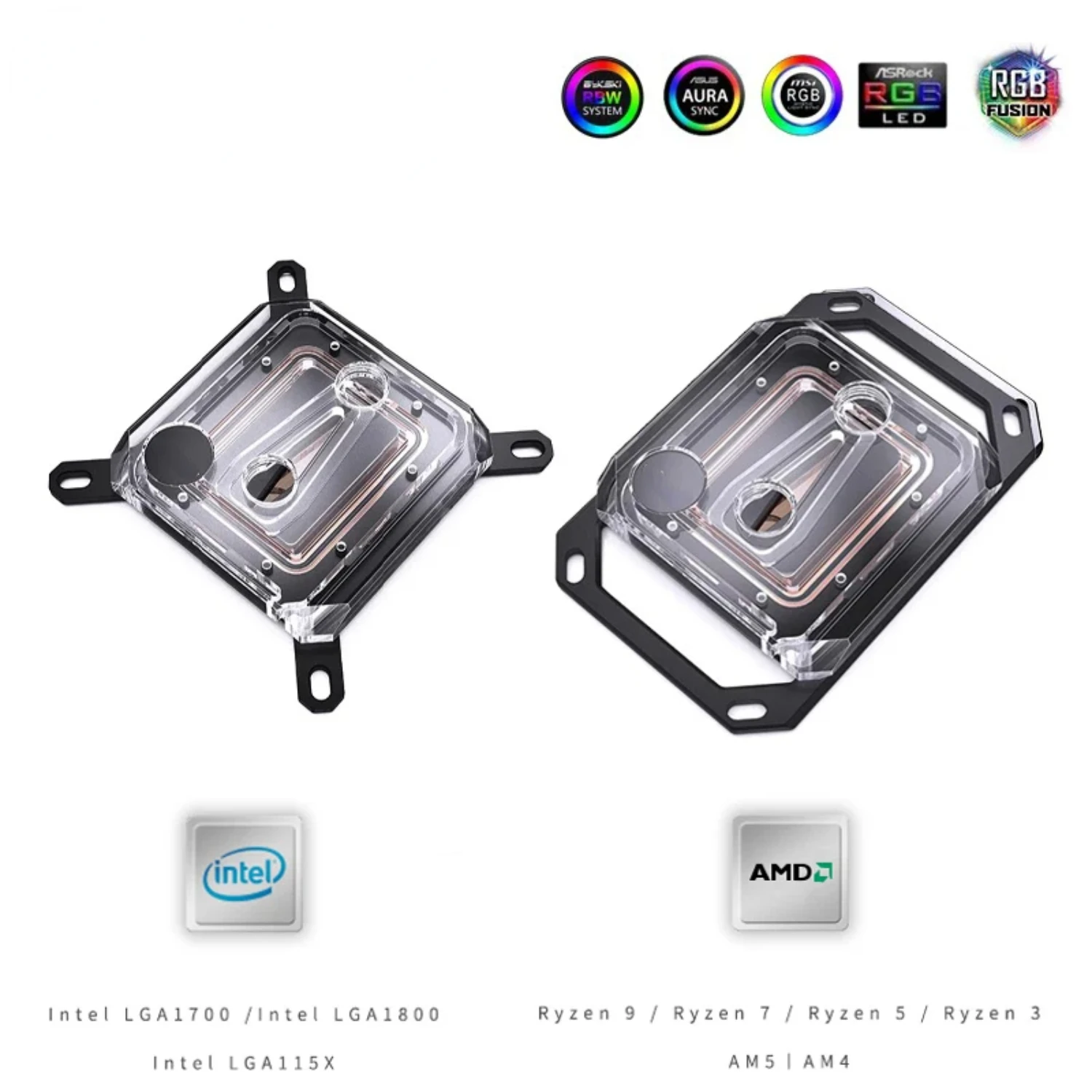 CPU Water Block For  LGA 1700 1800 115X  AM5 AM4 Ryzen 3/5/7/9,CPU Processor Water Cooler Custom CPU-XPR-B-I-D