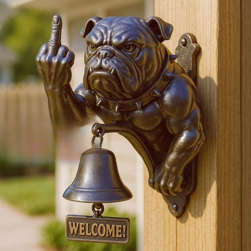 

Забавный дверной звонок с бульдогом для любителей собак, милый морщинистый дизайн лица, дверной звонок для домашних животных, регулируемая длина для приучения к горшку, уникальный подарок