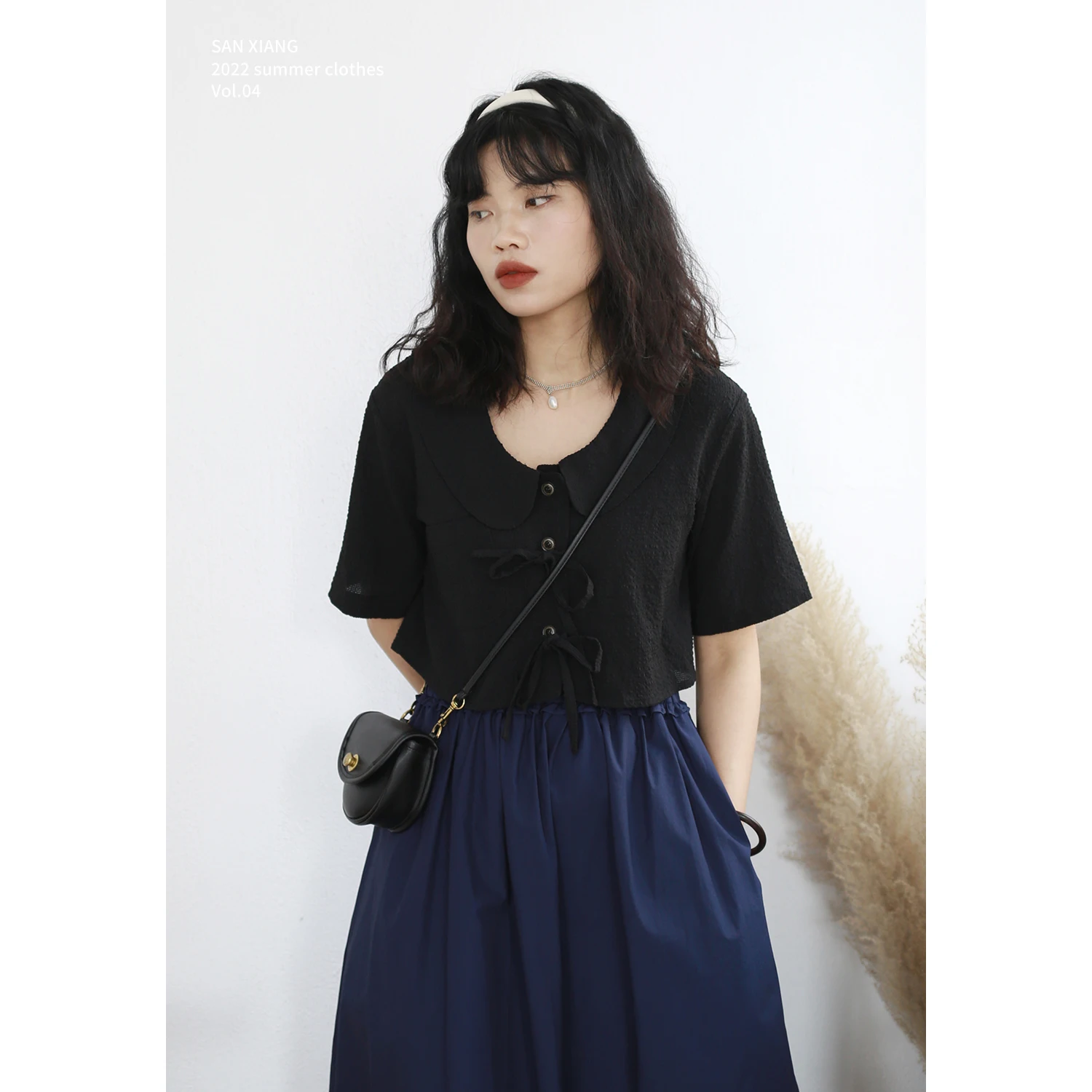 

Милая женская рубашка свободного кроя с бантом, рукавами три четверти, в клетку, весна-лето, новинка, полиэстер