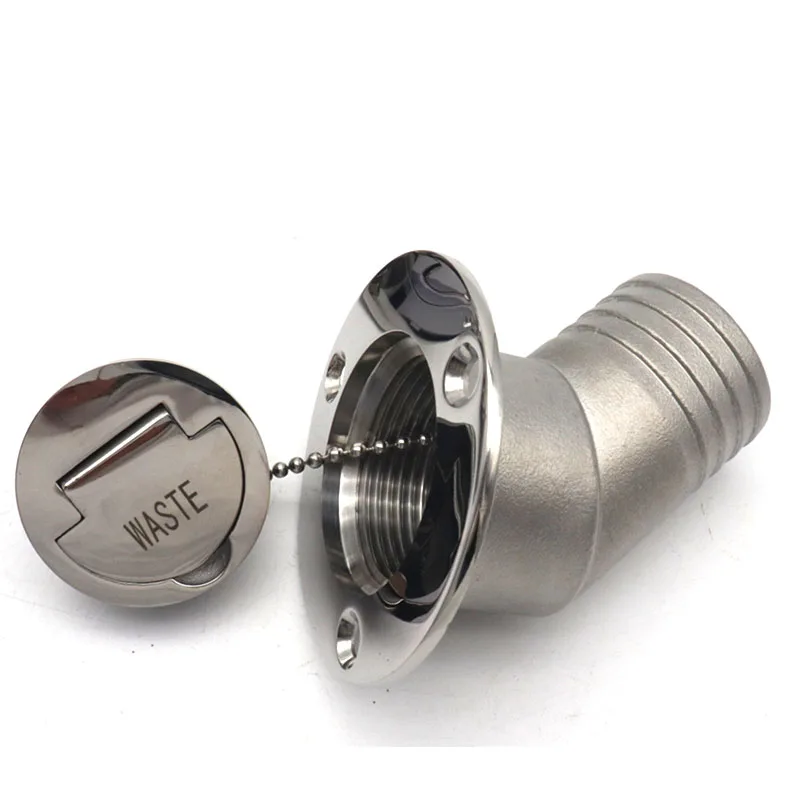 45 Degree 316 Stainless Steel Deck Filler Key Cap GAS DIESEL FUEL WASTE WATER 38mm 50mm Deck Filler Caps for Marine Boat