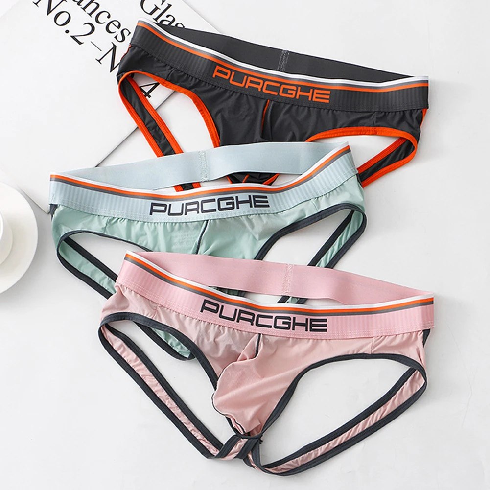 Sexy Men Thong Underwear Jockstraps Crotchless Underpants Low Waist Bikini Panties Thin Elastic Thread Skin Friendly Lingerie