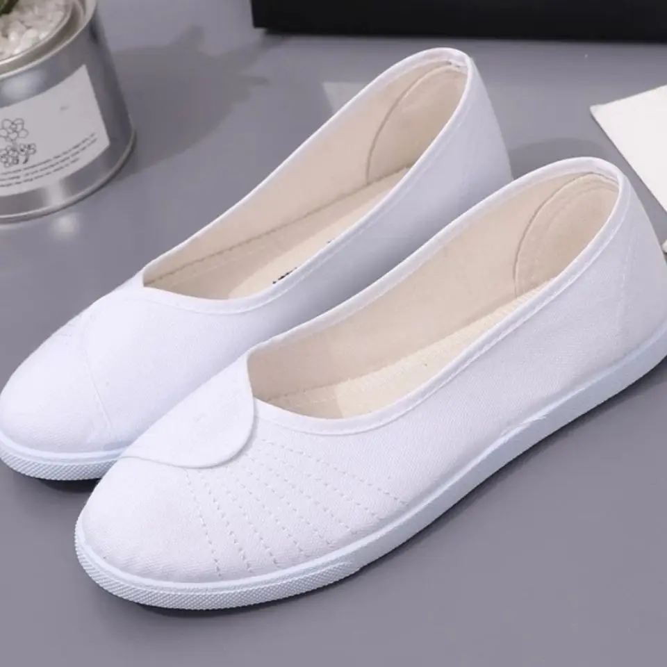 Flat Whit Shoes For Women Black Slip On Woman Footwear Canvas Sale With Elegant Hot Comfortable And Elegant 39 Promotion Cheap