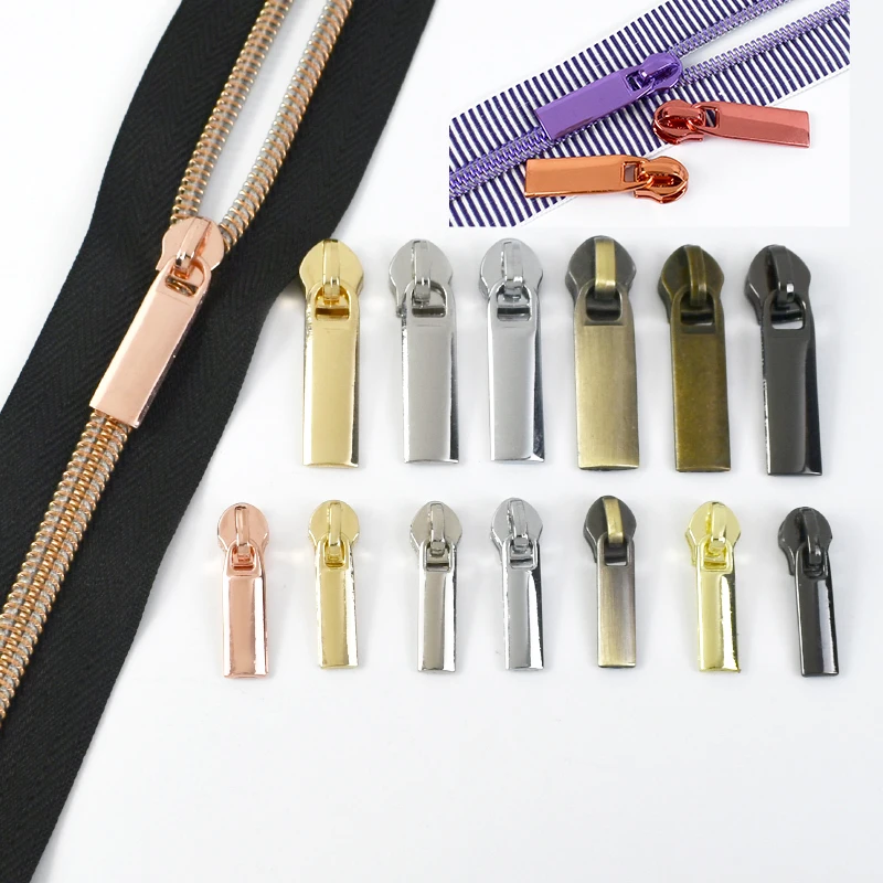 

50Pcs 3# 5# Zipper Slider for Nylon Zippers Clothing Pocket Zip Head Bag Closure Zips Lock Puller Repair Kit Sewing Accessories