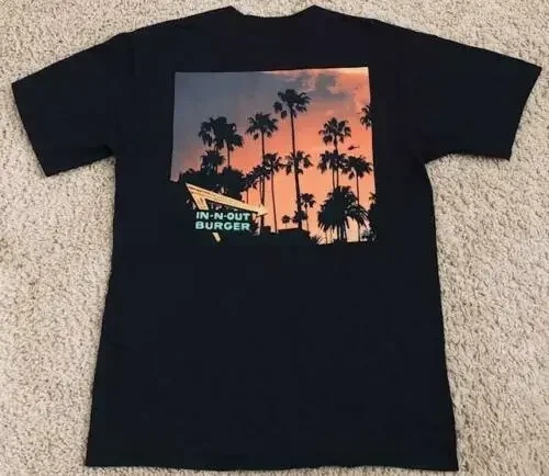 In N Out Burger Arizona Palm Trees Sunset Sean Ellingson Black T-Shirt Size M