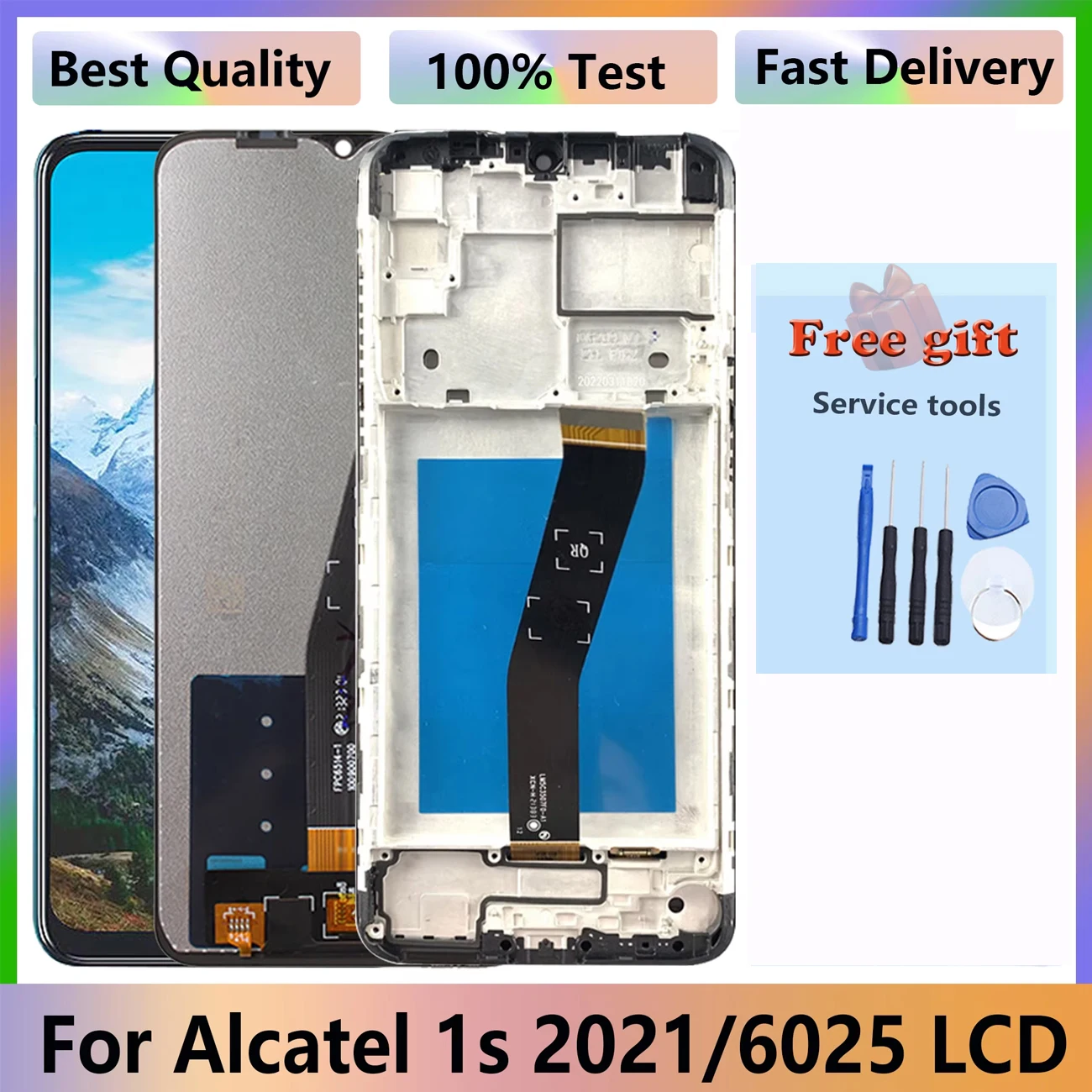 Oryginał dla Alcatel 1S (2021) LCD pełny z ramką 6025 6025D wyświetlacz Digitizer zgromadzenie ekran dotykowy naprawa części wymiana