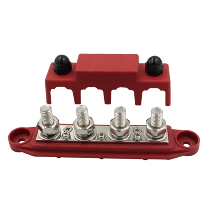 250A 4 Terminals High Current Busbar Cable Box Auto Max Connection Amplifier Power Box Parts Red M10