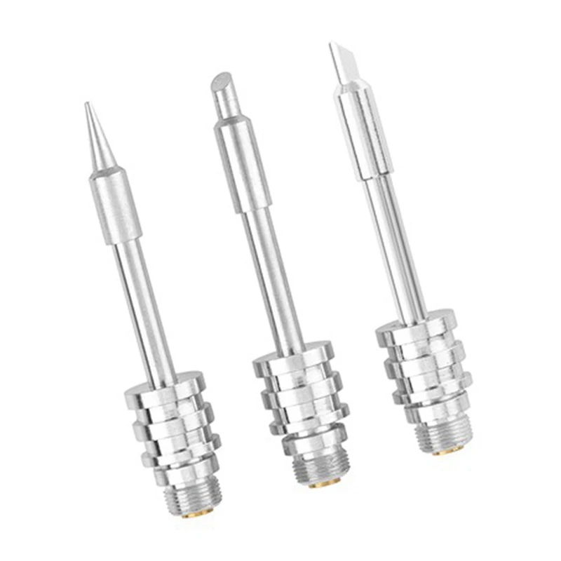T61C_3Pcs 30W Ferro de solda 510 Interface Ponta de ferro de solda prata