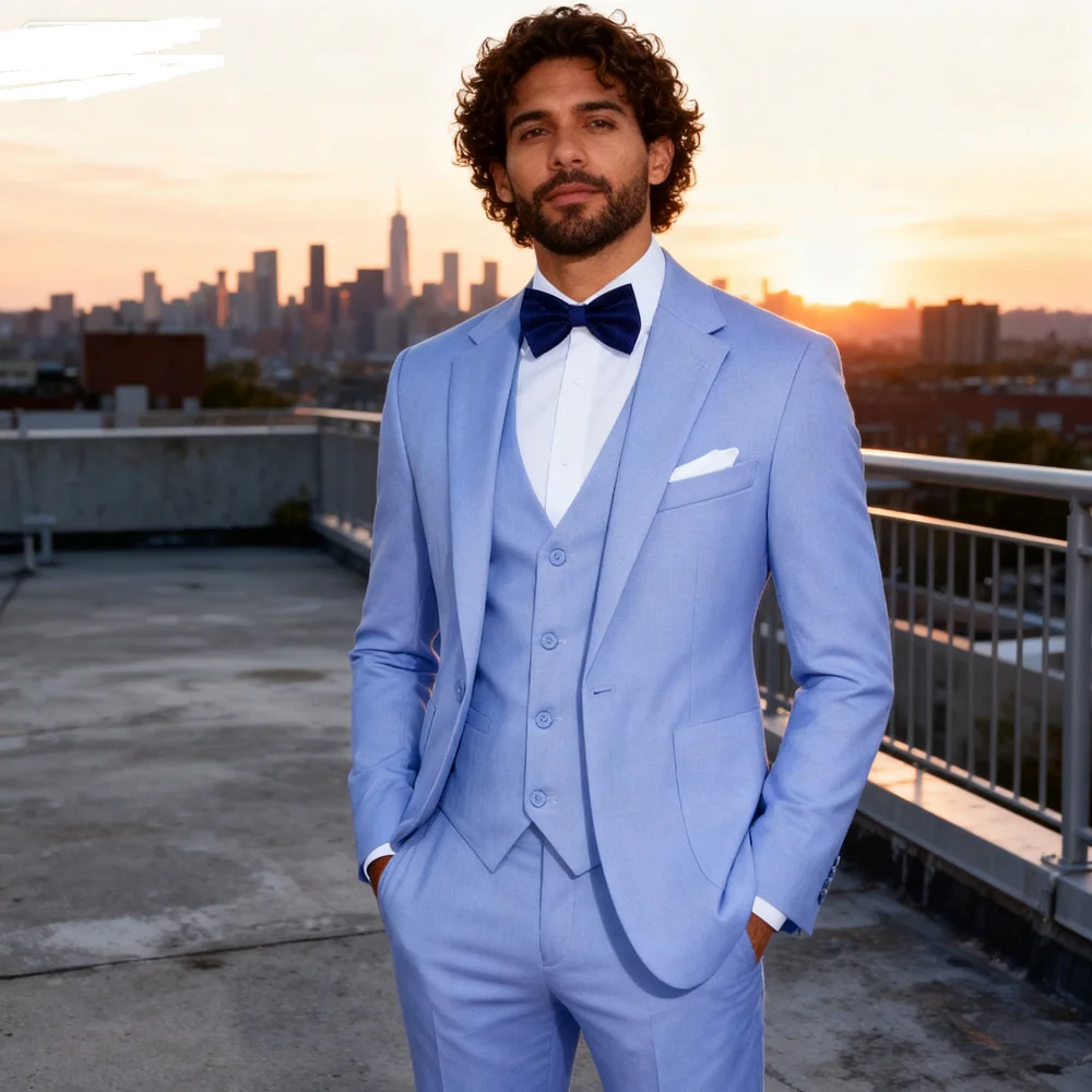 

Изумрудно-зеленый приталенный мужской костюм из трех предметов - высококачественная модная мужская официальная одежда для вечеринок с курткой, жилетом, брюками