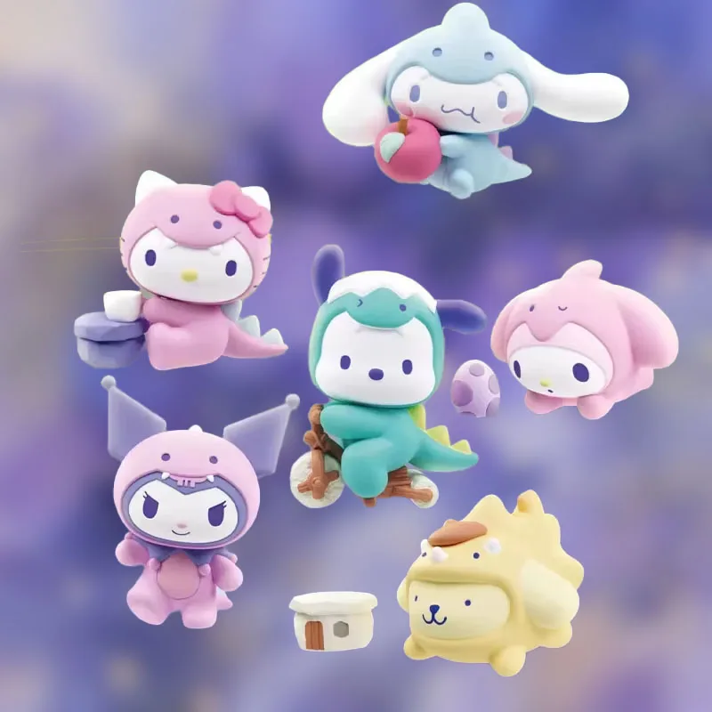 

Sanrio Characters Dinosaur Costume Cinnamoroll Kuromi Hello Kitty Blind Bag Gifts Toy Model Anime Figure Collect Ornaments