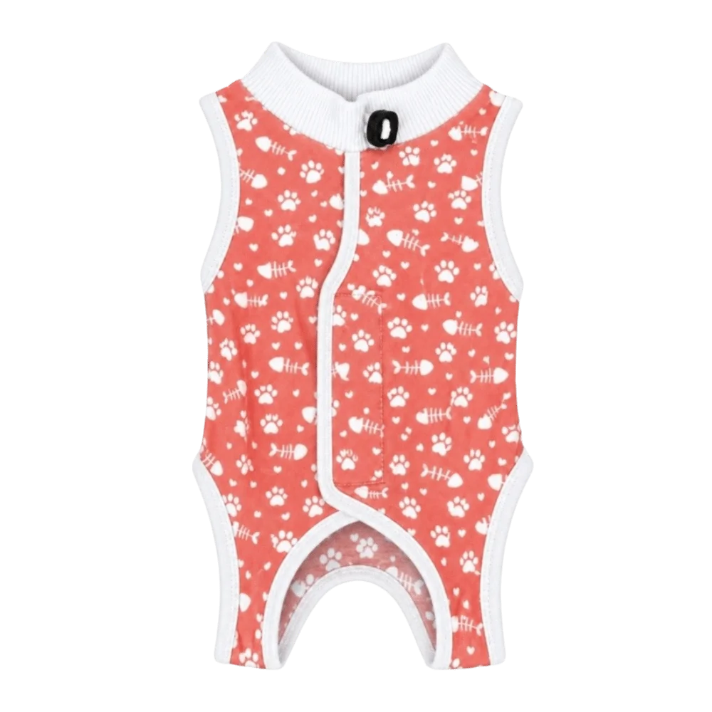 Soft Cat Recovery Clothes Breathable Adjustable Pet Sterilization Suit High Elastic Cat Print Weaning Jumpsuit Spaying