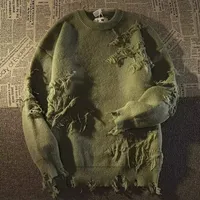 Vintage American Style Knitted Sweater For Men And Women Casual Loose Fit Long Sleeve Crew Neck Pullover High Street Fashion