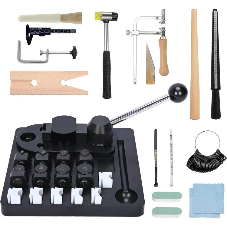 

16 шт., инструменты для гибки колец, сверхмощный инструмент для изготовления колец с ювелирной ложкой, пильный лук, измерение колец, многофункциональный