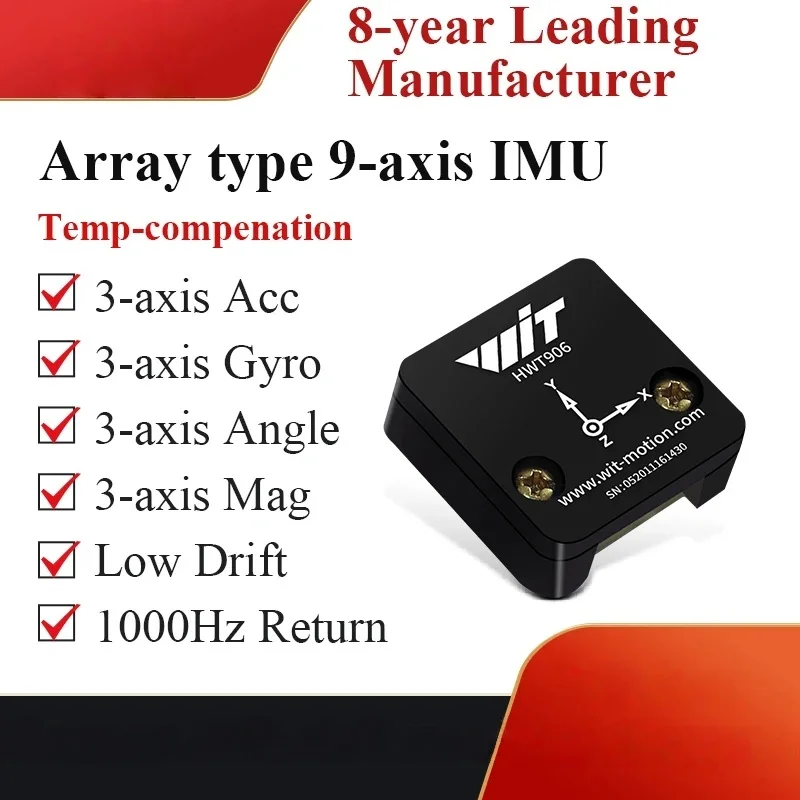 High-Precision Inclinometer HWT906 1000Hz Military-Grade Accelerometer+Digital Compass+Gyro,with Temperaturer Compensation