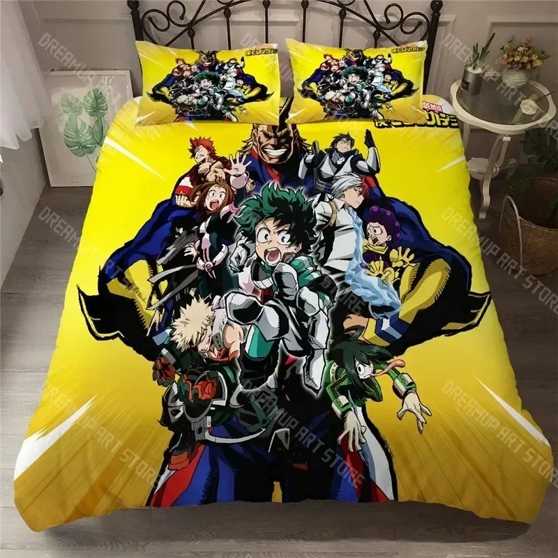 2026 3D Print My Hero Academy Bedding Set Cartoon Anime Microfiber Bed Linen Set Pillowcase Adult Bed Cover Home Textiles