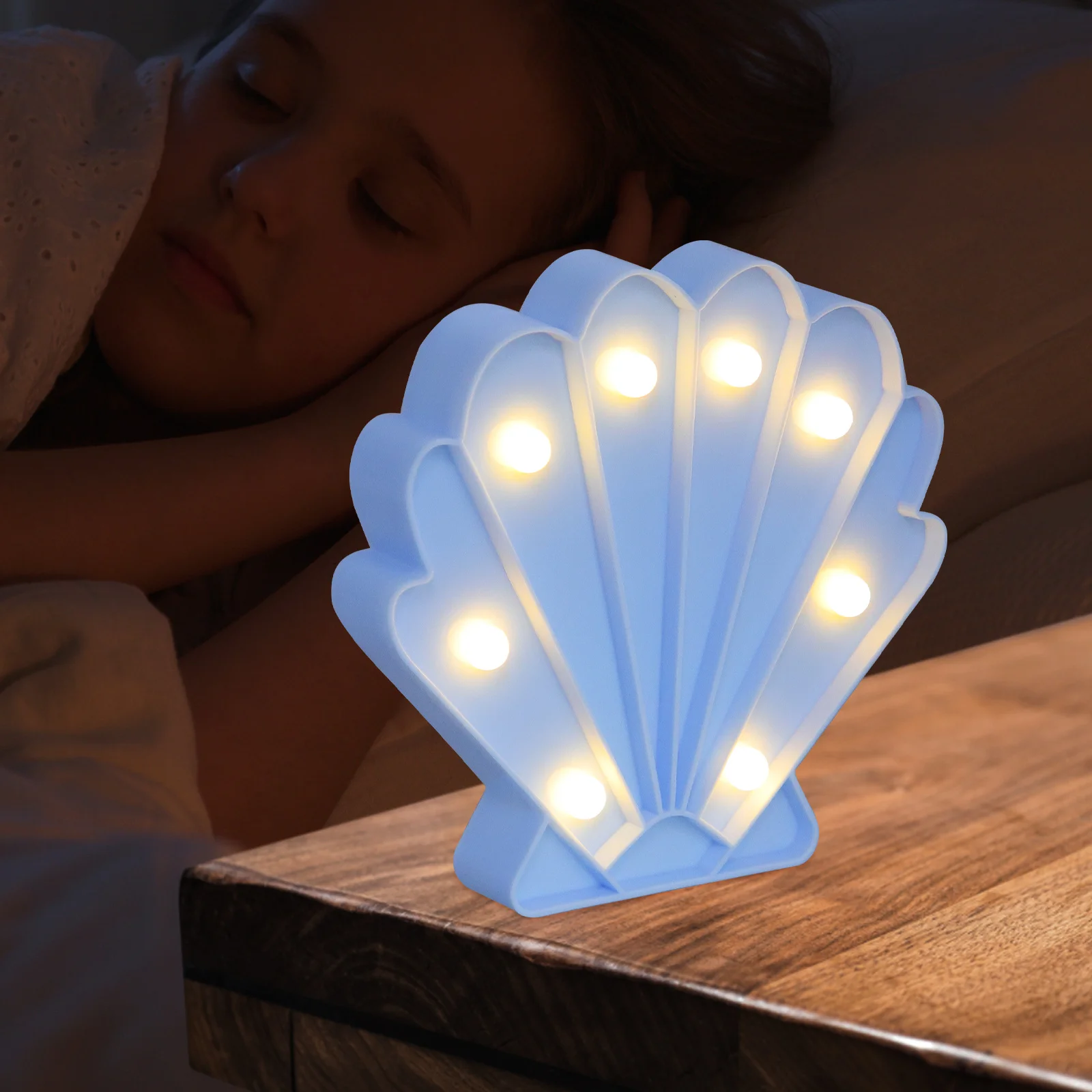 

Blue Shell Light Lamp Night Lamp Plastic Bedroom Decor Fairy Lights Nursery Bedside Lights Bedside Nursery Lighting