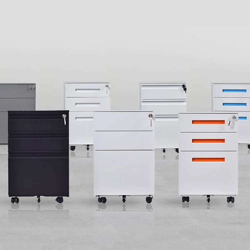 

Hot Selling White 3-drawer Metal Office Filing Cabinet, Storage Cabinet, Mobile Base With Digital Lock