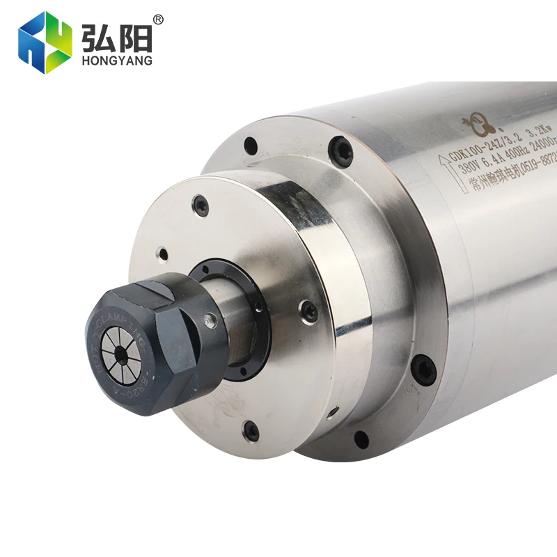 CNC Spindle 3.2kw Water Cooled Spindle Motor 220V 380V ER20 Chuck Nut 4 Bearings Diameter 100mm CNC Router Metal Milling Tool