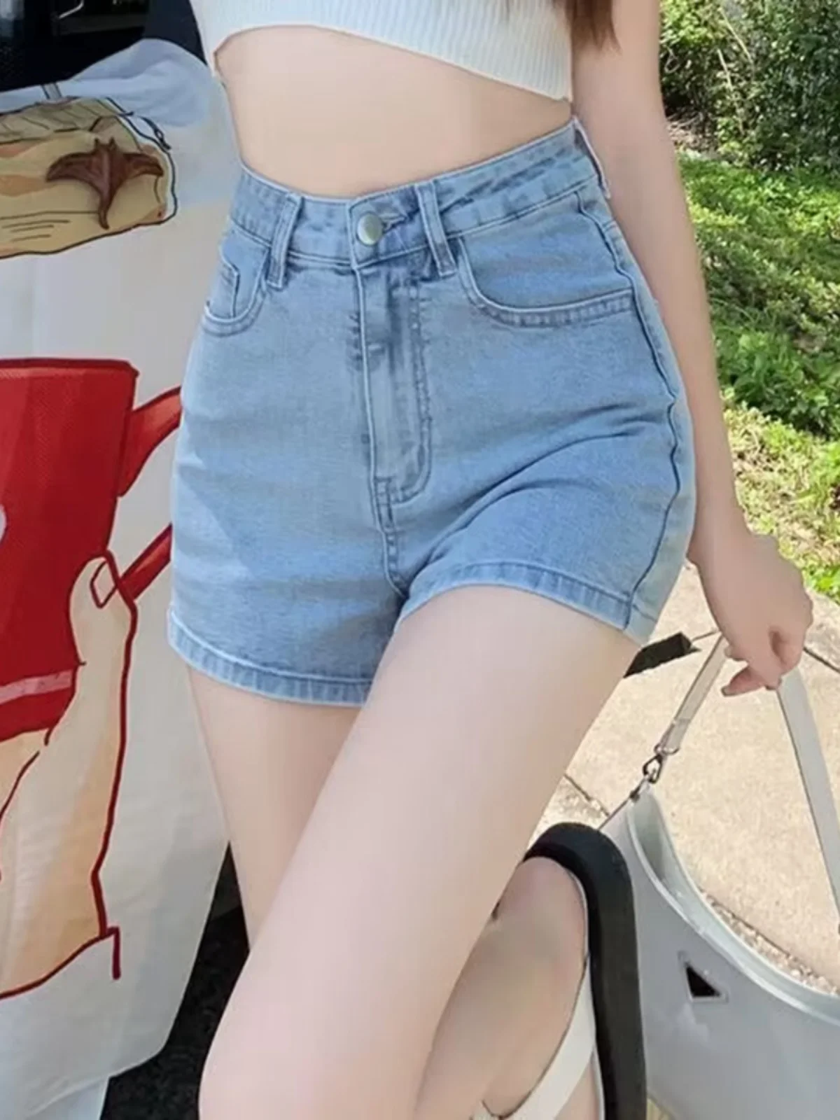 

Summer Ultra-Short Denim Shorts Women's Thin High-Waist A-Line Slimming Shorts Breathable Comfortable Cool Feeling Jeans Shorts