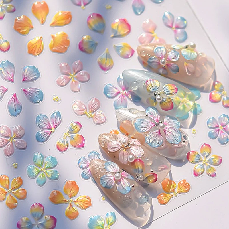 

Multicolor Fantasy Jelly Lily Flowers Petal Blossom Noble Nail Art Stickers Glitter Charms Manicure Decals Supplies Accessories