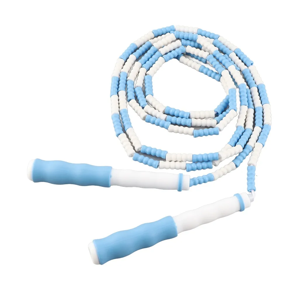 Rope Skipping PP Plastic Segmented Jumping Rope Soft Beaded Anti-Slip Handle Adjustable Jump Rope Beaded Jump Rope Training