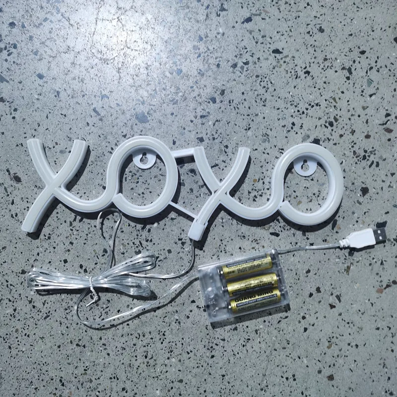 XOXO LED Neon Sign Light Holiday Xmas Party Romântico Casamento Decoração Kids Room Home Bedroom Wall Decor Night Light para o bebê