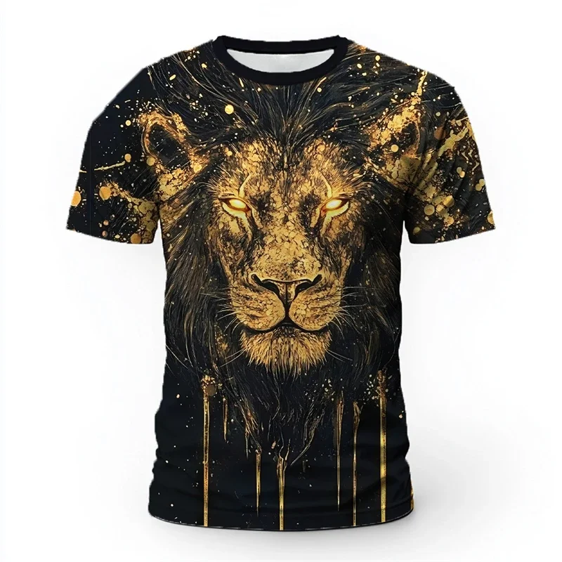

Trendy Lion Graphic T Shirts For Men Summer Fashion Streetwear 3D Printed Short Sleeve T-shirts Cool Oversized Hip Hop Tees Tops