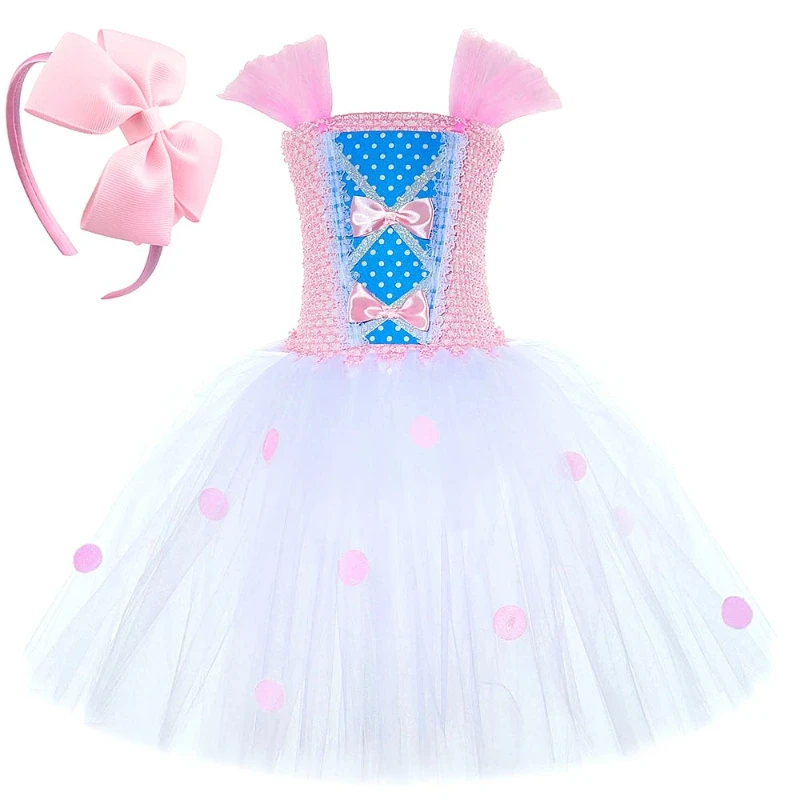 

Toy Shepherdess Costumes for Girls Carnival Halloween Outfit Skyblue Pink Peep Tutu Dress for Kids Children Birthday Clothes