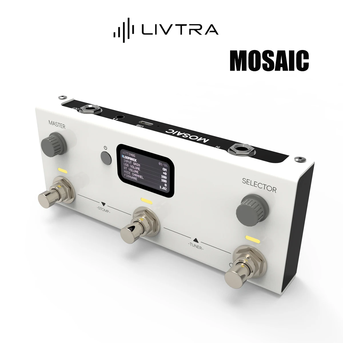 LIVTRA MOSAIC Lightweight Multi-Effects Processor – 3 Footswitches, 1000mAh Battery, Bluetooth MIDI, IR/NAM Expandable