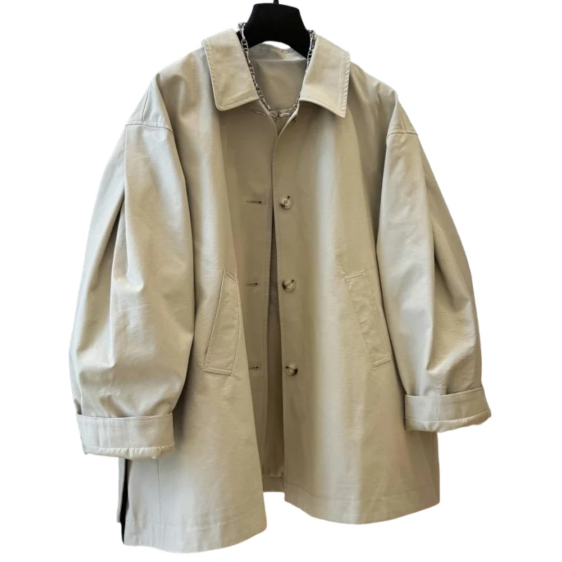 

SuperAen цвета хаки, уникальные свободные повседневные женские Тренчи средней длины, осень 2023, новые корейские стильные дизайнерские куртки оверсайз