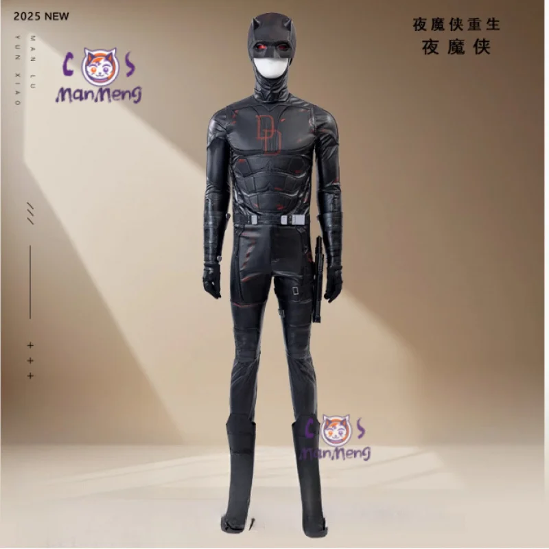 Superhero Matt Murdock Movie Daredevil 2 Cosplay Costume Halloween Men High Quality Leather Tight jumpsuit Gloves Props New Set