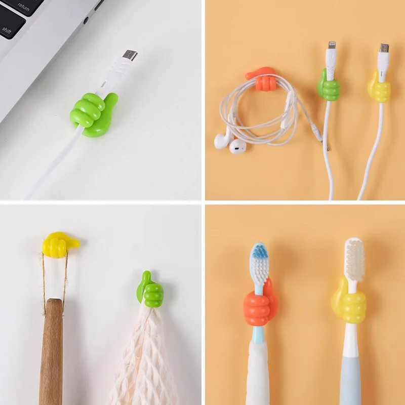 10/20Pcs Multifunctional Cable Organizer Clip Holder Thumb Hooks Wire Wall Hooks Hanger Storage Cable Holder For Kitchen Home