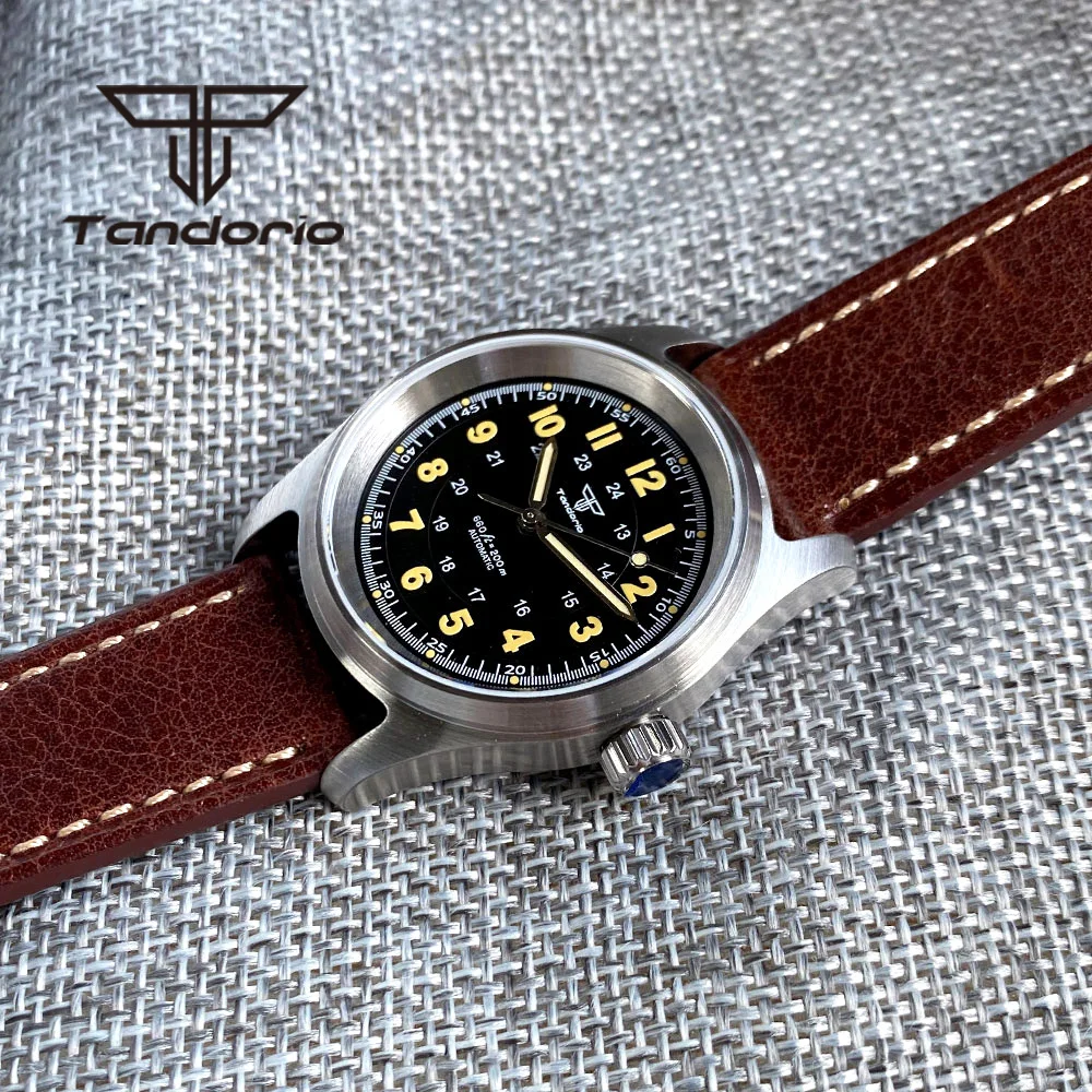 Tandorio 36 mm modische 20BAR automatische Tauchfliegeruhr für Herren und Damen NH35/PT5000/Miyota8215 Movt Saphir-Armbanduhr, grüne Lume – Detail 6